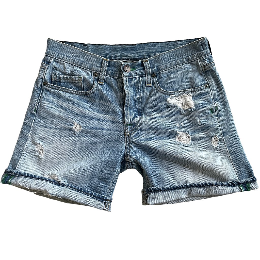 Genetic Denim The Billy Distressed Button Fly Boyfriend Shorts Size 25